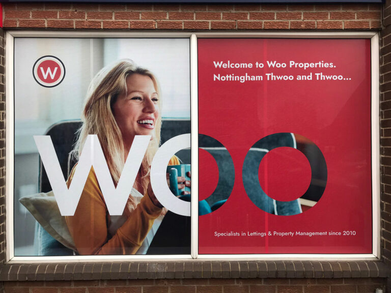 photo of branded contravision on Woo windows